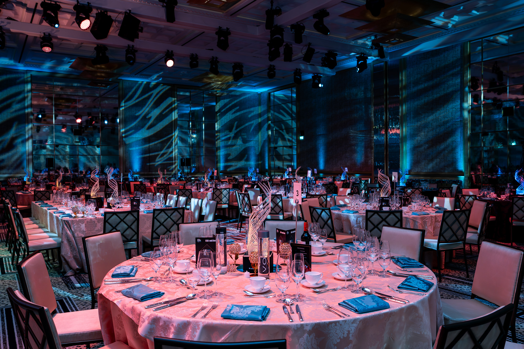 UK-India Awards 2026 at The Peninsula London — a guest table dressed for the dinner, by Kudos AV