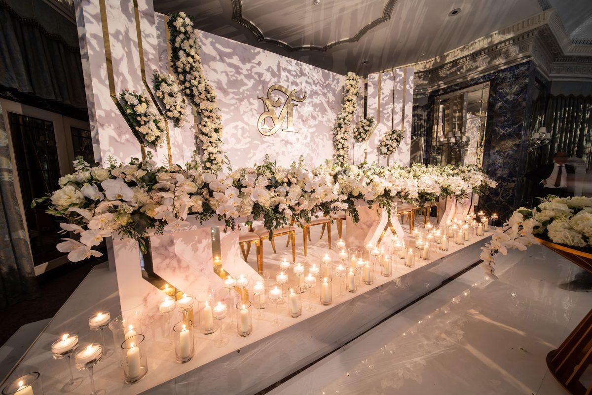 White Marble Wedding at The Dorchester — event production by Kudos AV