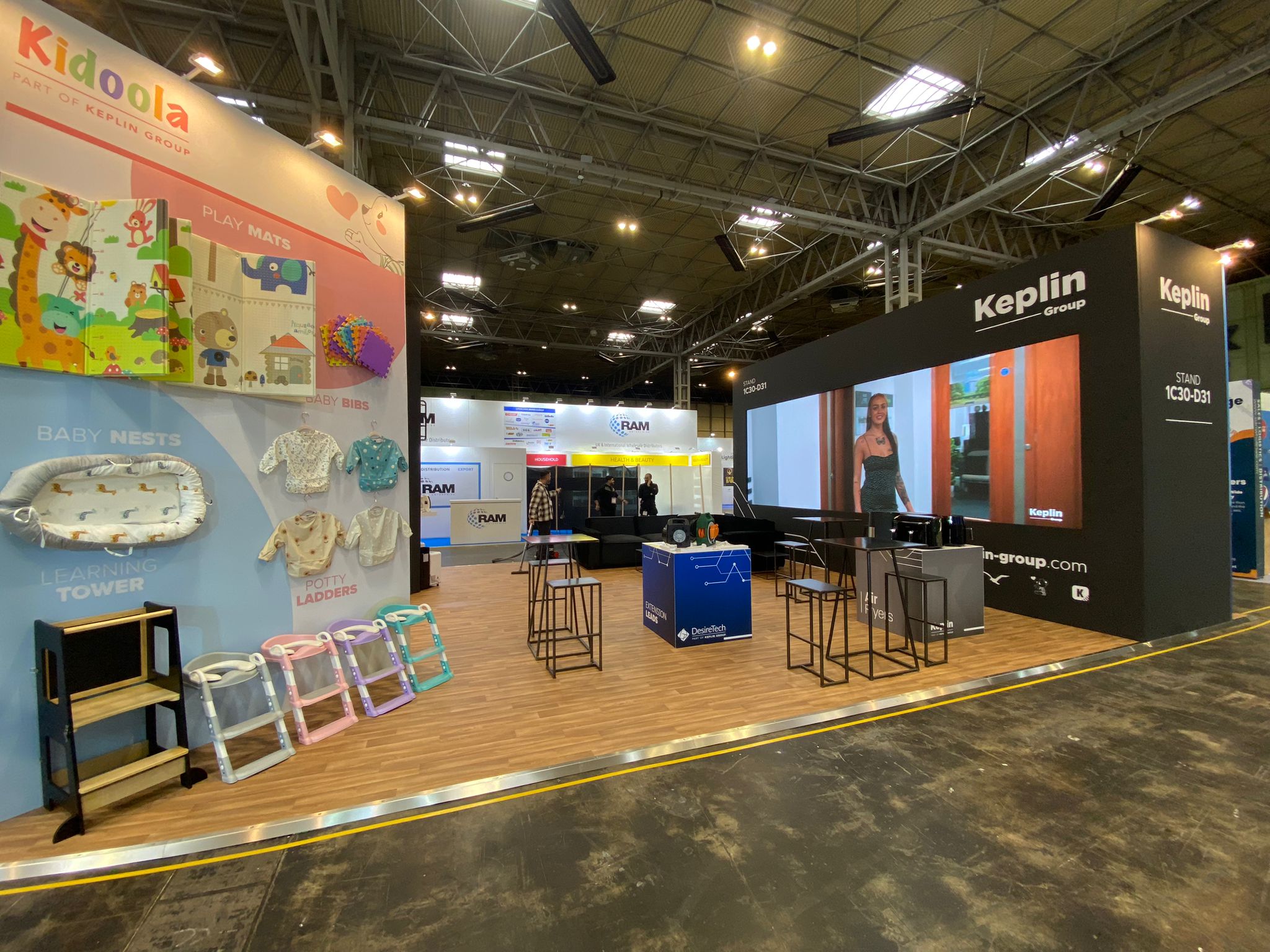 Keplin Group exhibition stand at NEC Spring Fair, as built by Kudos AV